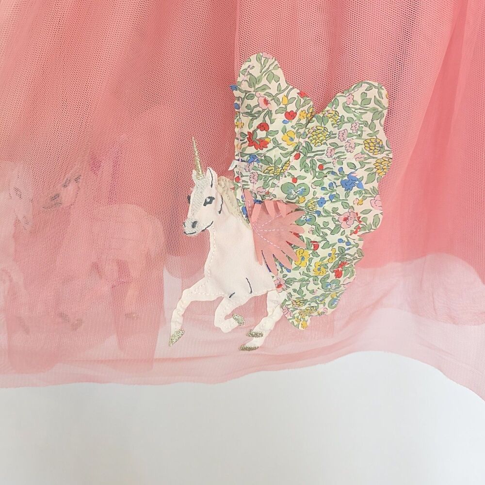 Mini Boden Katie Unicorn Appliqué Pink Tulle Cotton Princess Dress Girls SZ 8-9y - Picture 6 of 11